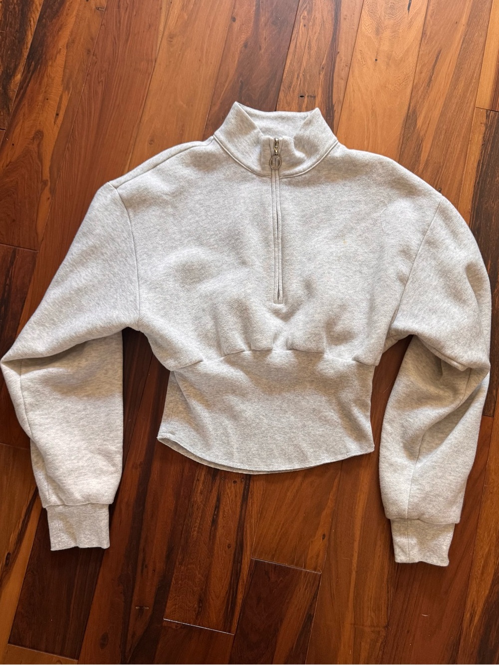 Victoria's Secret Light Gray Cropped Half-Zip Sweatshirt
